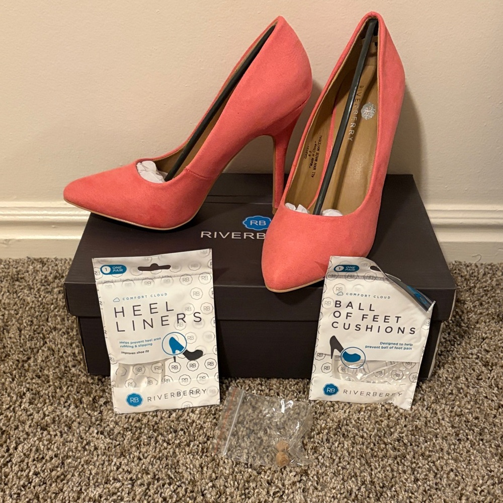 Coral Suede Pointed-Toe Stiletto Pumps